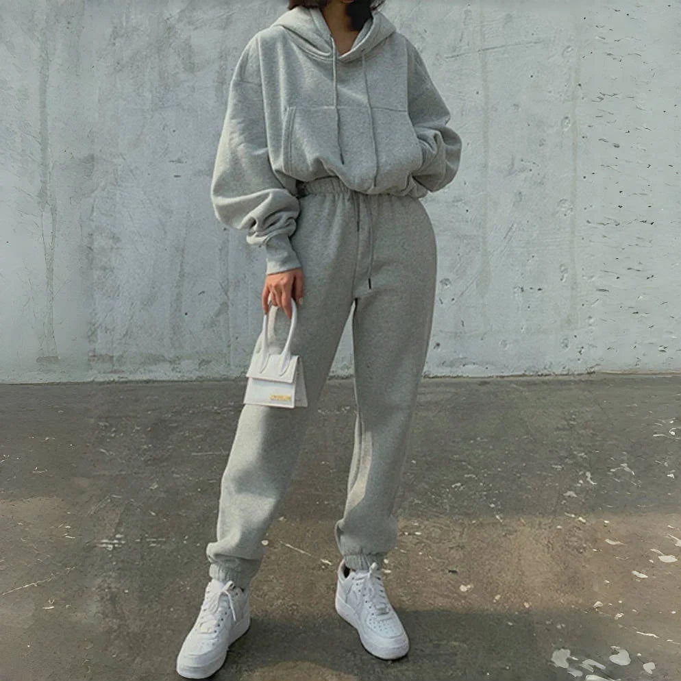 Hoodies Suit Women Autumn Winter Casual Tracksuit Fleece 2 Pieces Set Pullover Sports Sweatshirts Sweatpants Fashion Outfits