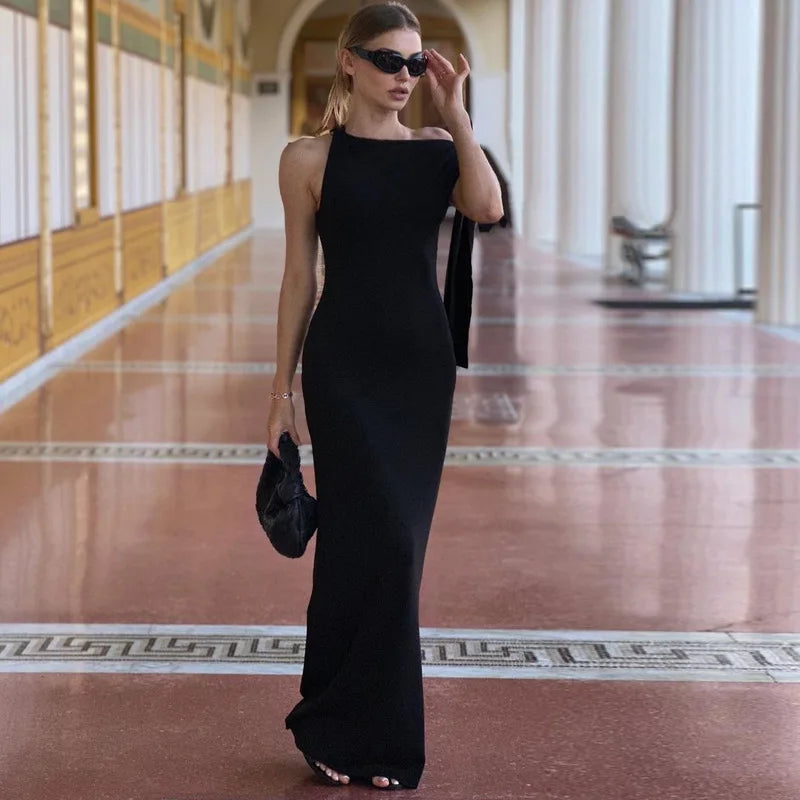 New Fashion Women Solid O Neck Sleeveless Patchwork Sexy Bodycon Maxi Prom Dress Ladies Summer Clothes Party Festival Club Y2K