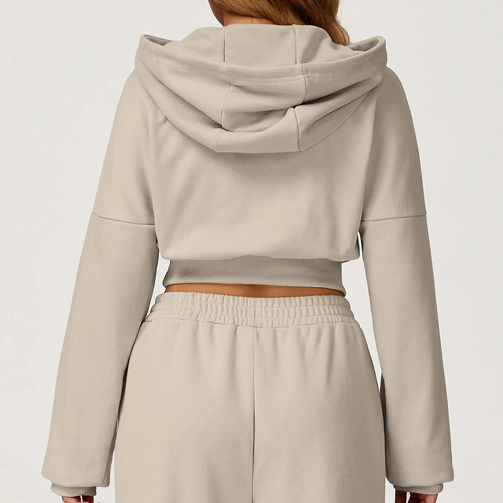 Winter Long Sleeved Fashionable Hooded Wweatshirt Casual Loose Jacket Women's Outdoor Running And Fitness Sportswear
