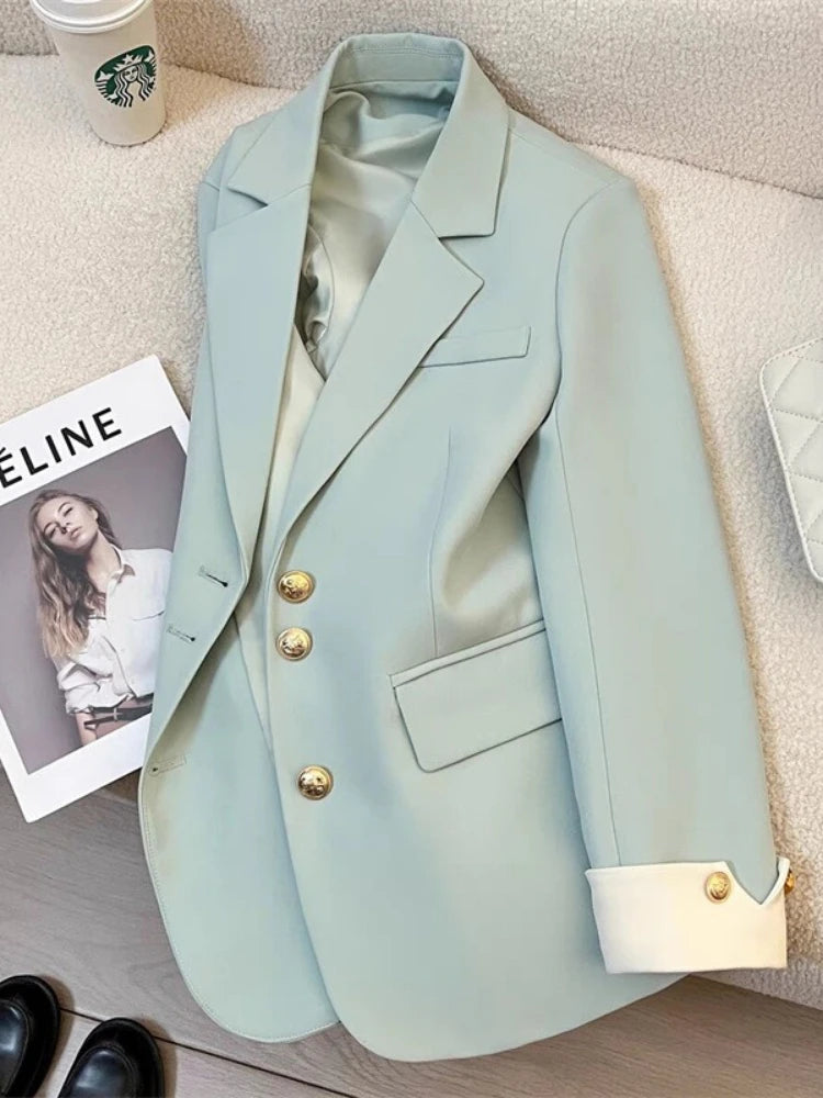 Spring Autumn New Fashion Women's Jacket Loose Blazer Office Ladies Spring Female Splicing Korean Commuting Suit Coat Tops