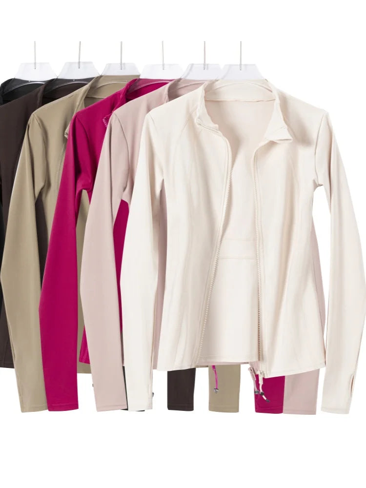 Women's slimming yoga jacket; light and thin running and fitness outfit; professional pilates training sports top for autumn